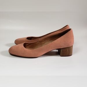 Madewell Ella Pump in Dusty Clay Pink Suede Wood Heel Pumps Size 9
